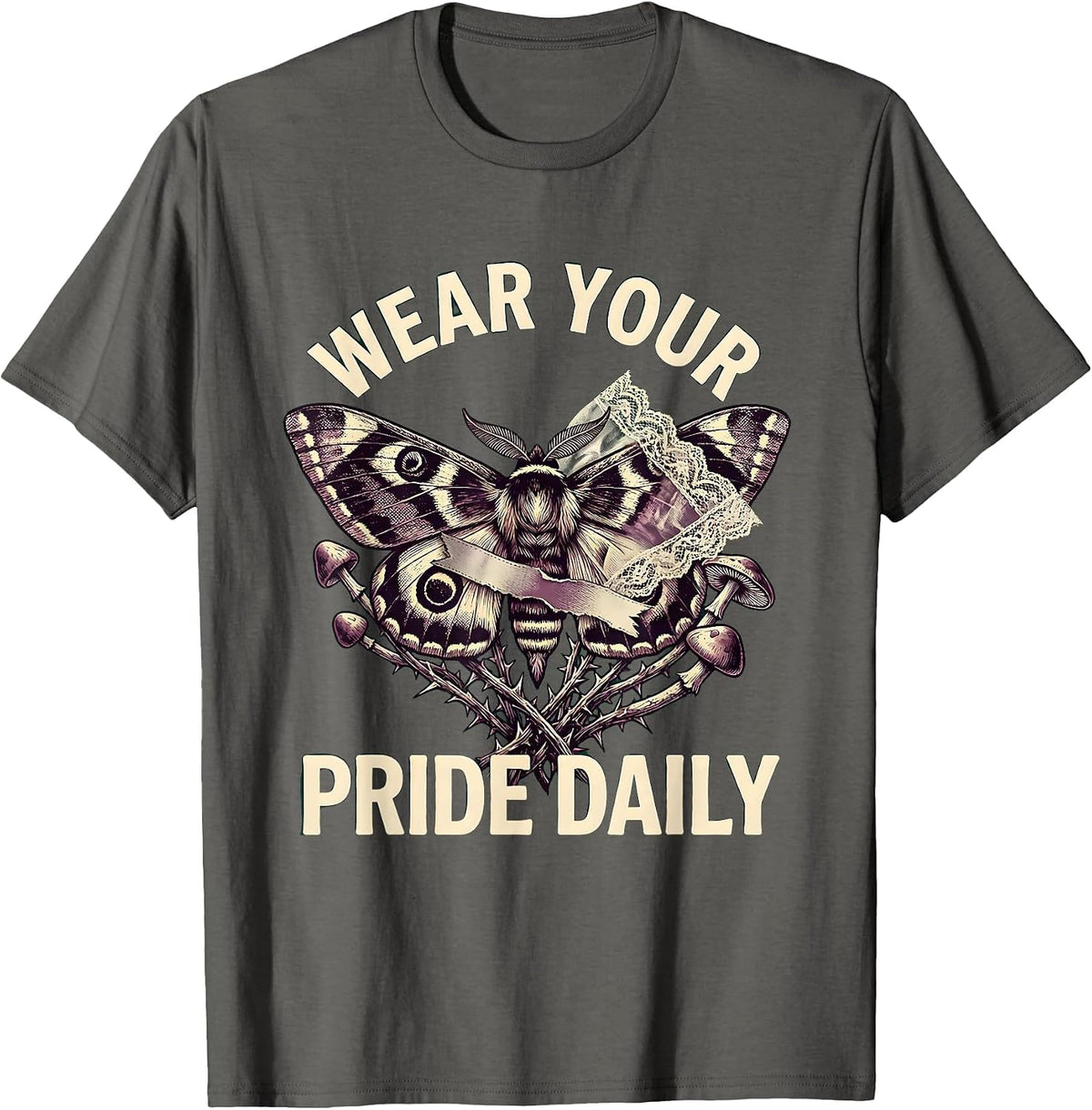 Wear Your Pride Daily Pride Flag Design T-Shirt - Asphalt Grey