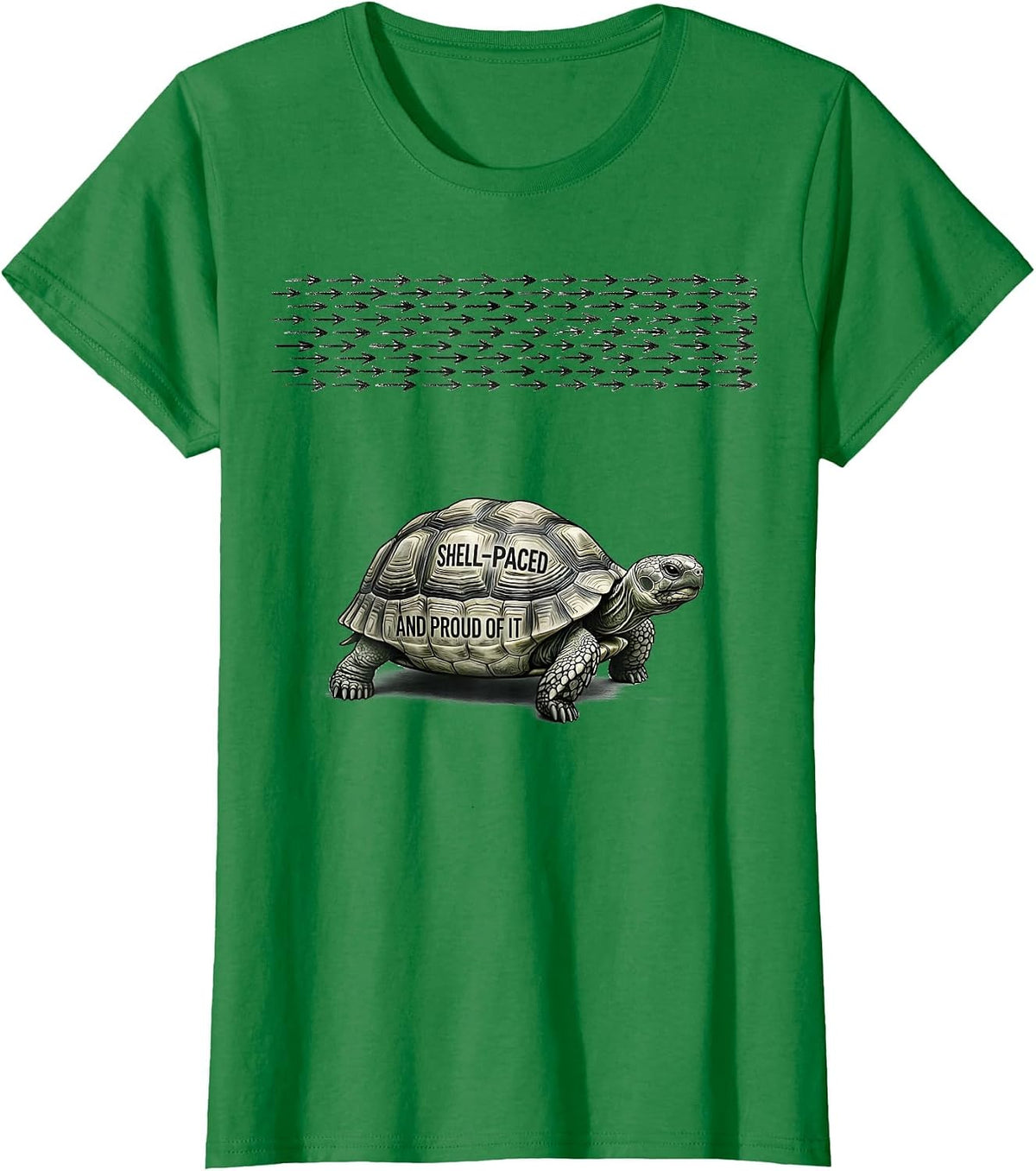 Women's Shell-Paced And Proud Of It Funny Tortoise Lover Humor T-Shirt - Kelly Green