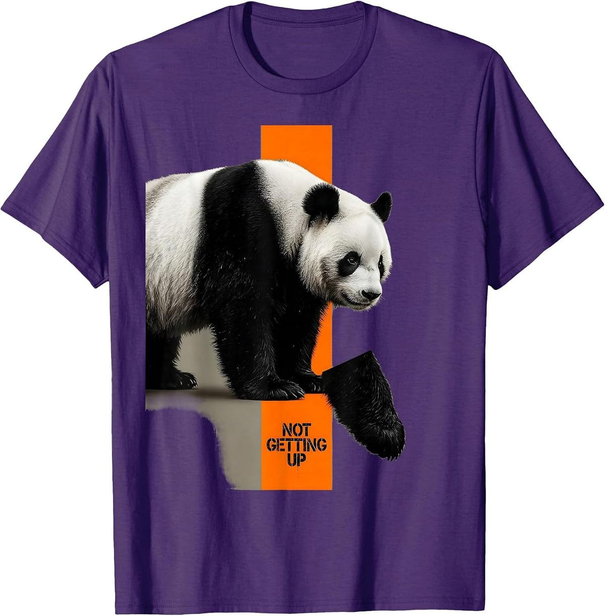 Not Getting Up Brutalist Panda Animal Humor Gift T-Shirt - Purple