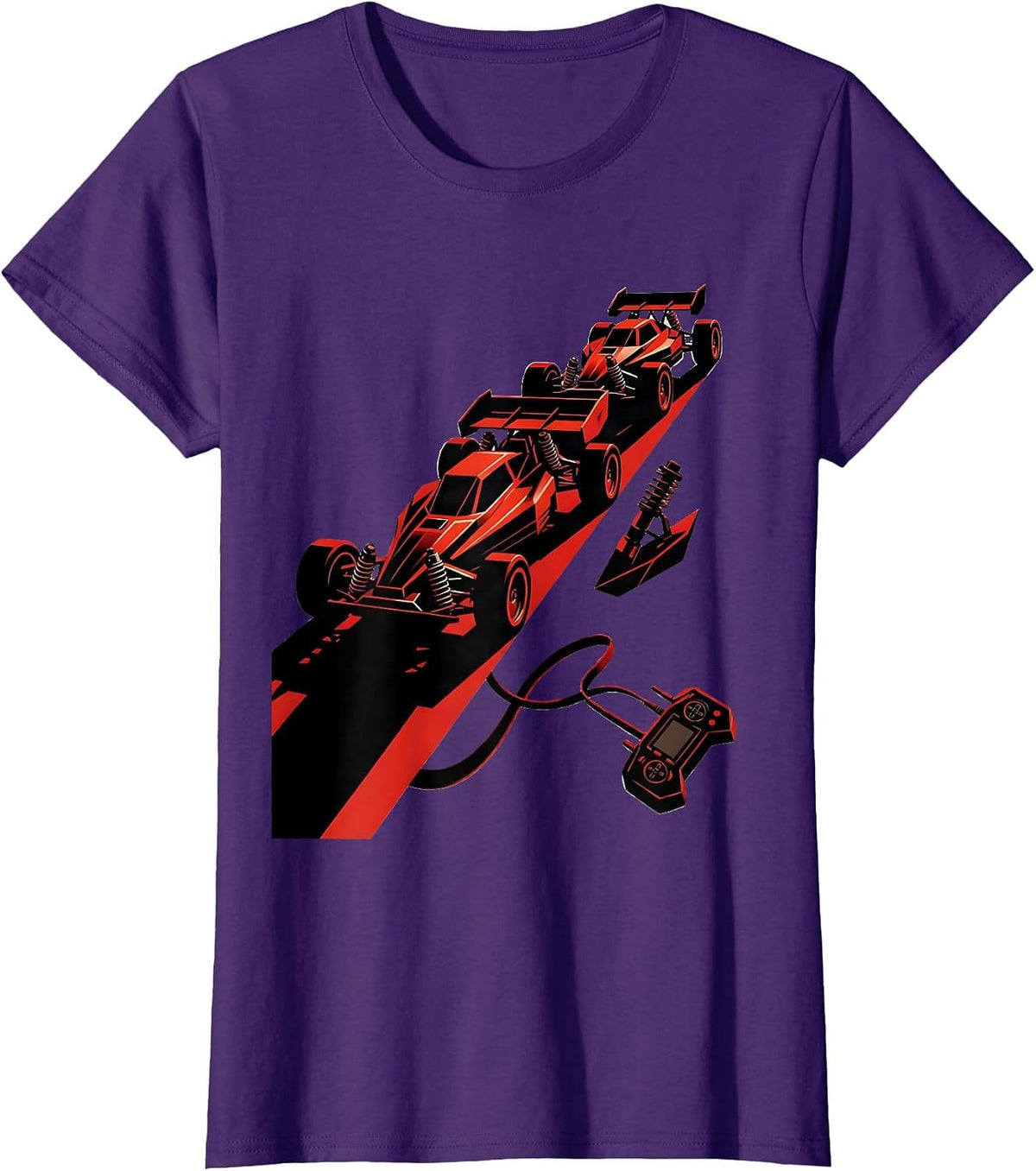 Women's RC Rally Car Geometric Humor Drag Racing Enthusiast T-Shirt - Purple