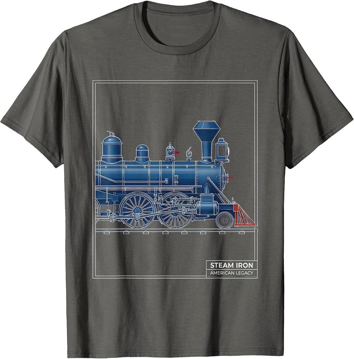 Steam Iron American Legacy Vintage Steam Locomotive Train T-Shirt - Asphalt Grey