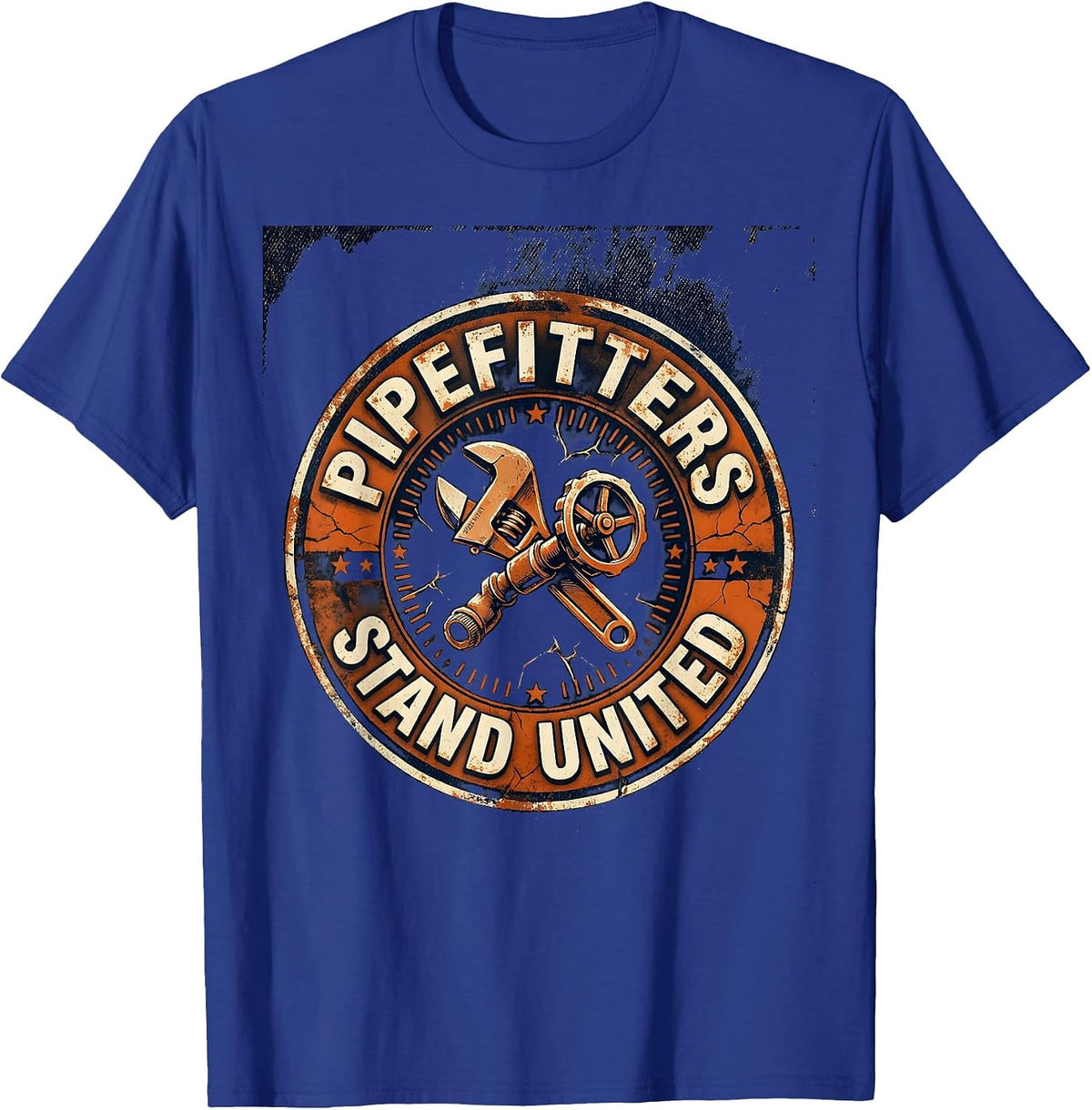 Pipefitters Stand United Distressed Union Worker Solidarity T-Shirt - Royal Blue
