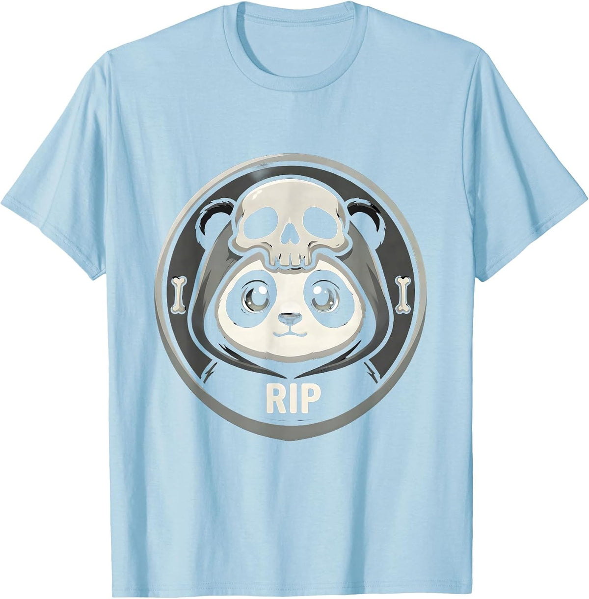 Men's RIP Horror Anime Gothic Kawaii Pastel Goth Chibi Panda T-Shirt - Baby Blue