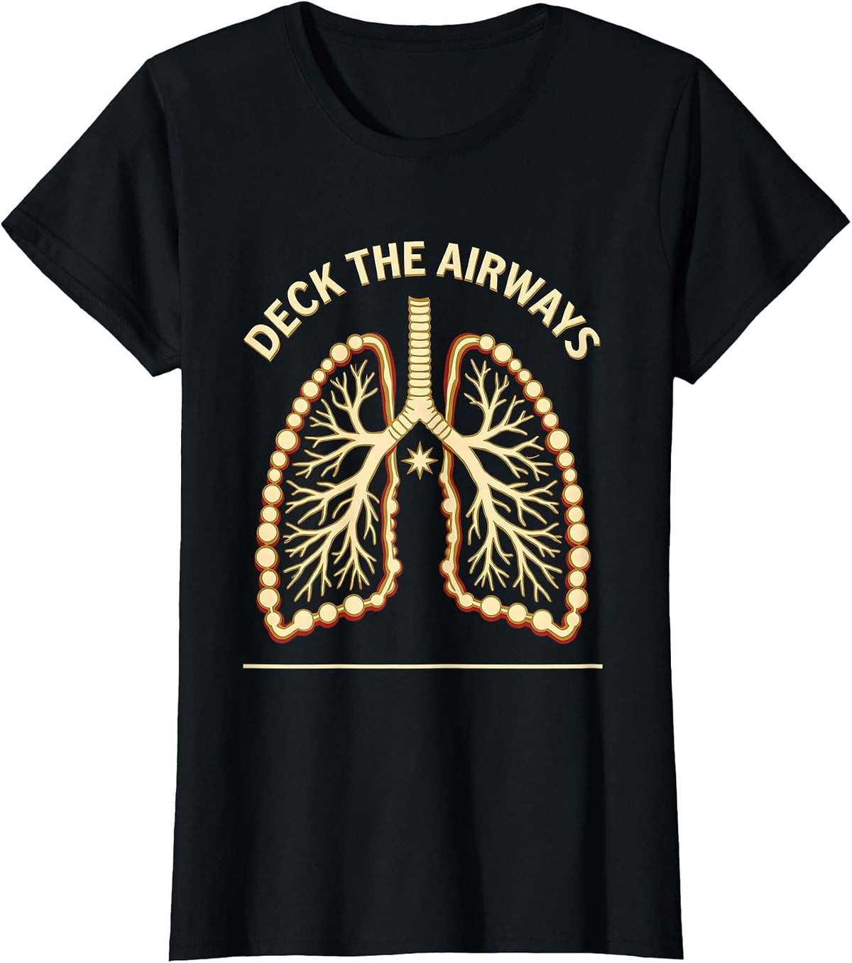 Deck The Airways Screenprint Poster Respiratory Therapist T-Shirt - Black
