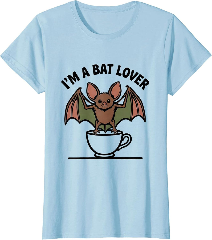 Women's I'm A Bat Lover Cottagecore Bat Enthusiast Wildlife T-Shirt - Baby Blue