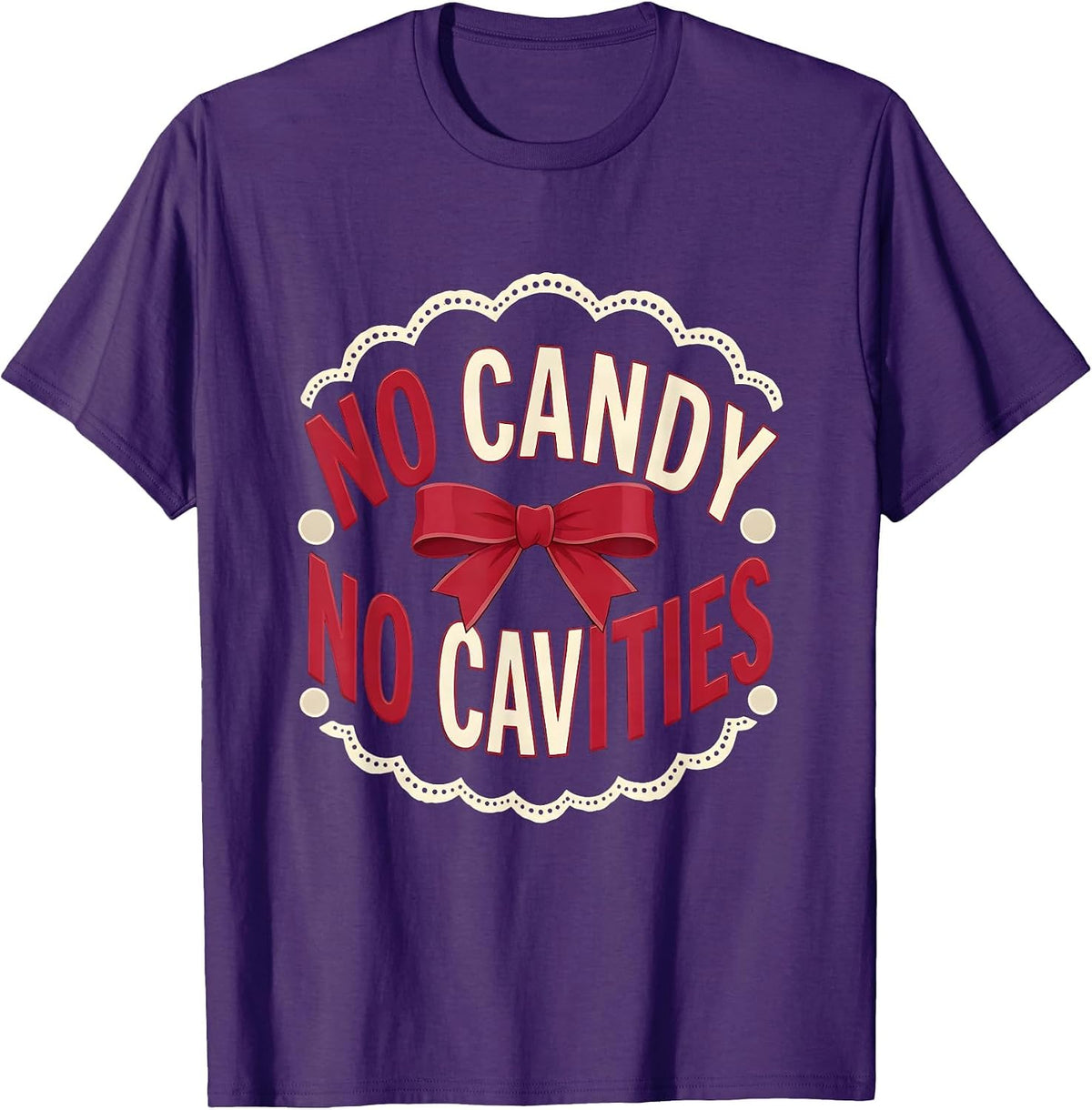 No Candy No Cavities Halloween Dental Design T-Shirt - Purple