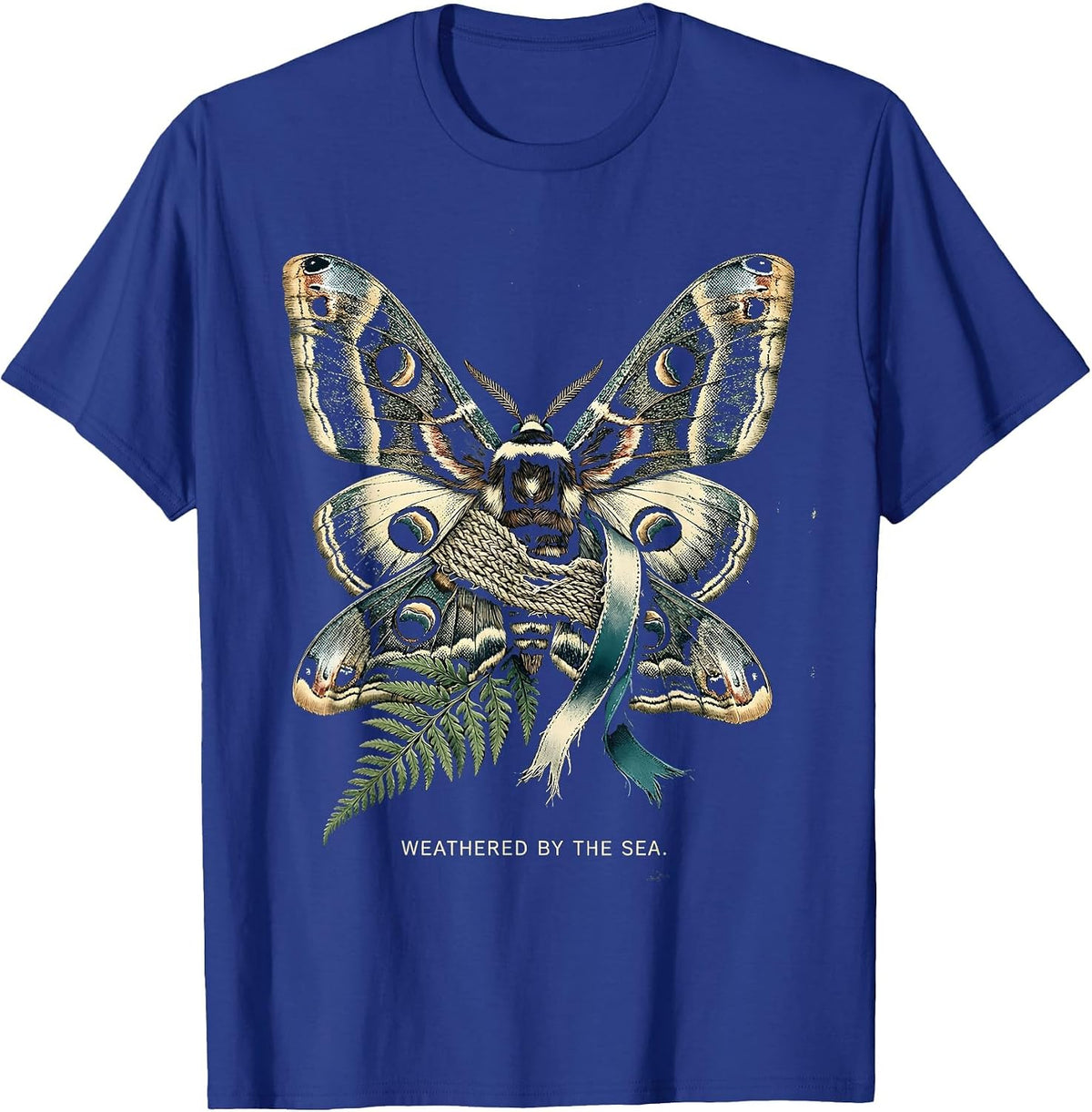 Weathered by the Sea Sailor Graphic Design T-Shirt - Royal Blue