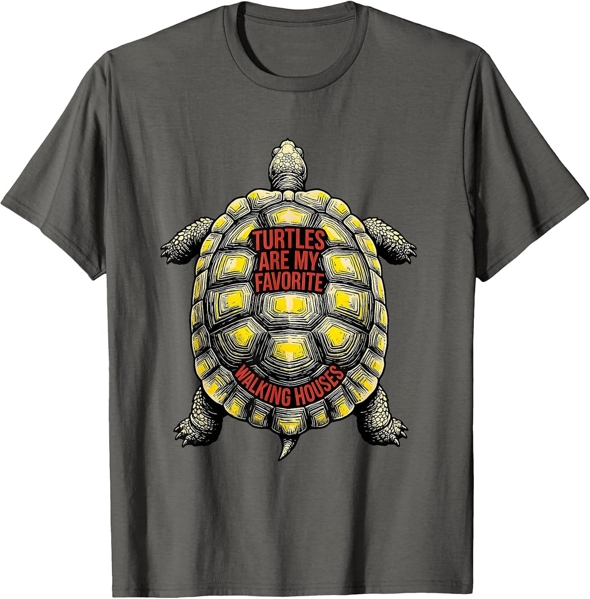 Men's Turtles Are My Favorite Walking Houses Funny Turtle Lover T-Shirt - Asphalt Grey