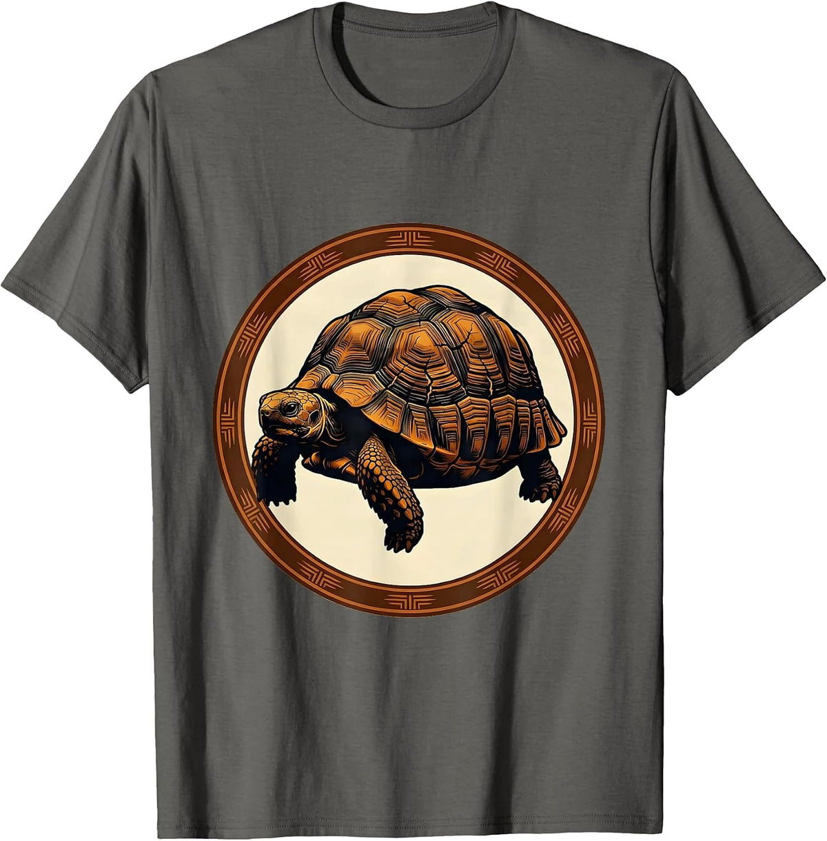 Men's Desert Tortoise Cracked Saddle Shell Western Art T-Shirt - Asphalt Grey