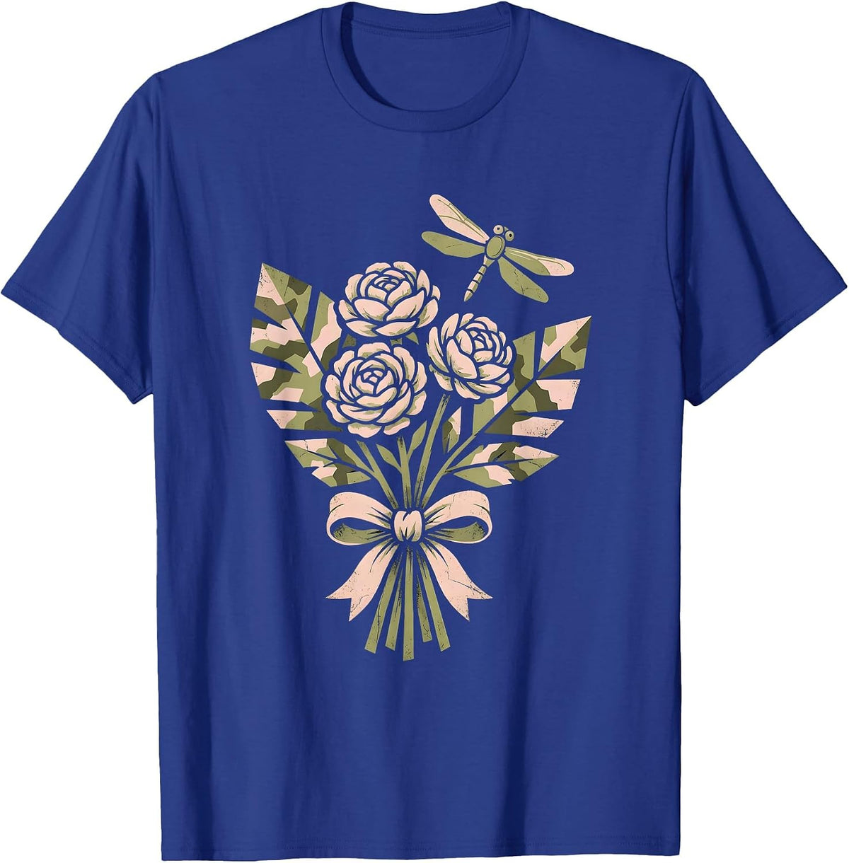 Men's Camo Archer Drawing Bow Illustration T-Shirt - Royal Blue