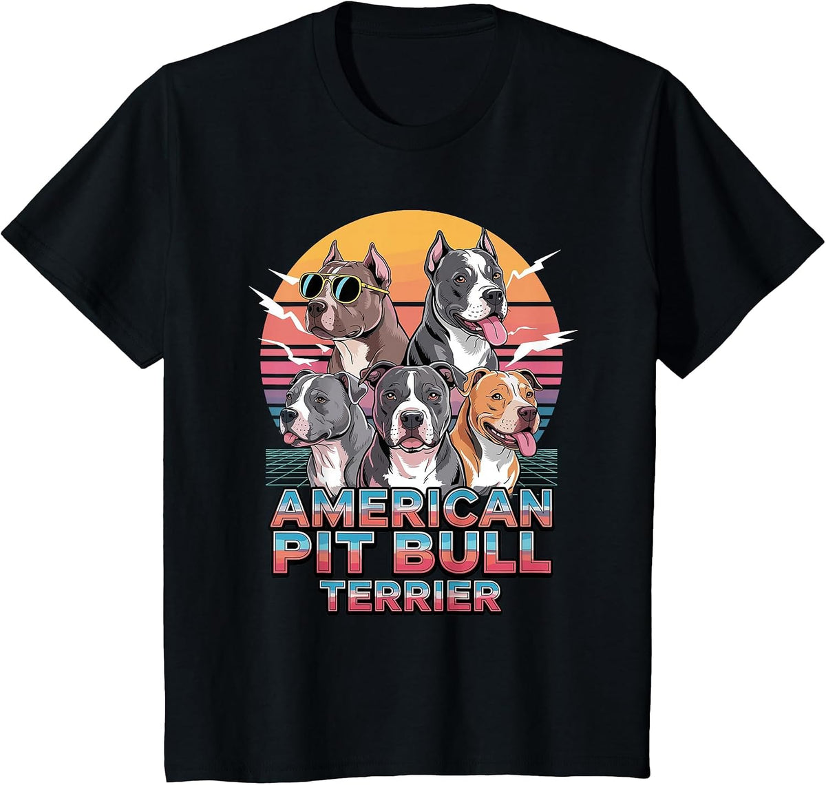90s Vintage American Pit Bull Terrier Pittie T-Shirt - Black