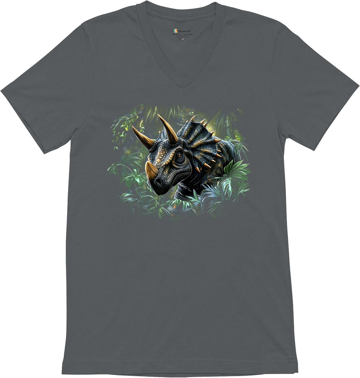 Triceratops Jungle Men's T-Shirt Dinosaur Dino Lover Jurassic Era Prehistoric Cool Horned Reptile Paleontology Men's Tee - 5