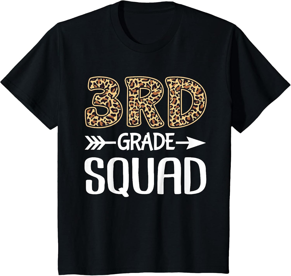 3rd Grade Squad Leopard Third Grade Teacher Student T-Shirt - Black