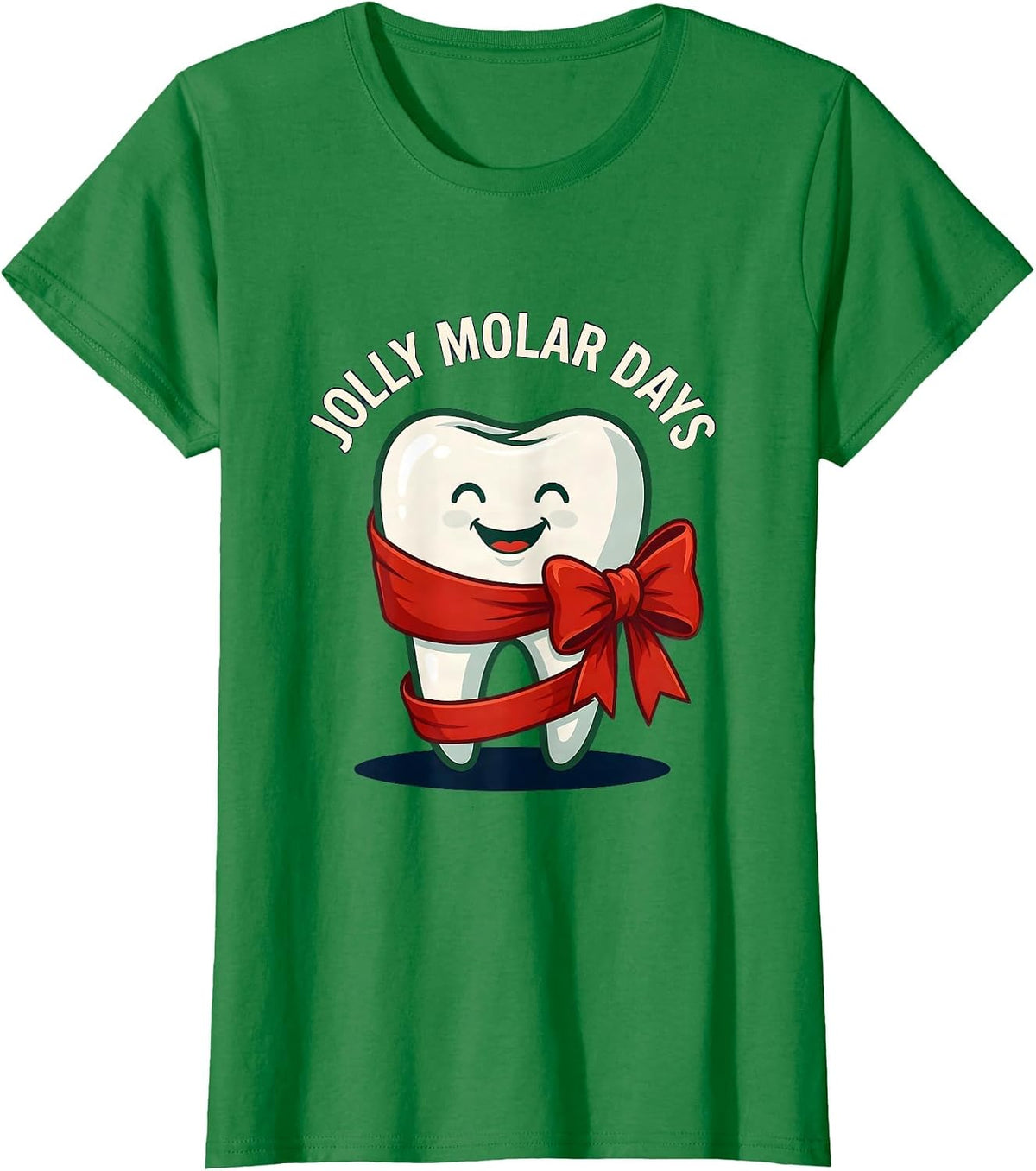 Women's Jolly Molar Days Funny Dental Christmas Dental Staff Crew T-Shirt - Kelly Green