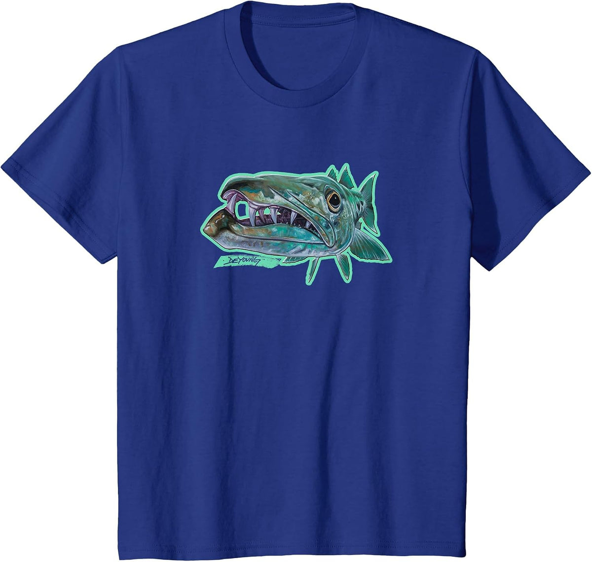 Barracuda Fishing Shirt Barracuda Fisherman Derek Deyoung T-Shirt - Royal Blue