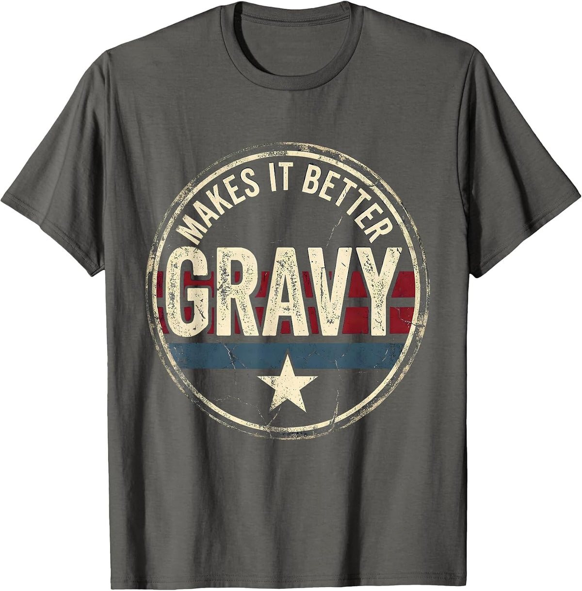 Men's Gravy Makes It Better Turkey Dinner Design T-Shirt - Asphalt Grey