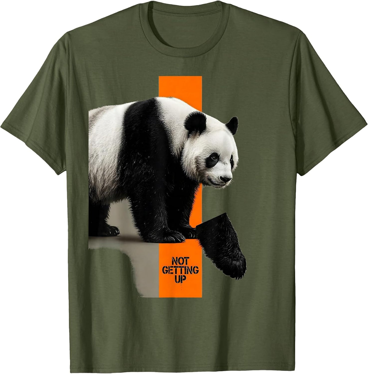 Not Getting Up Brutalist Panda Animal Humor Gift T-Shirt - Olive Green
