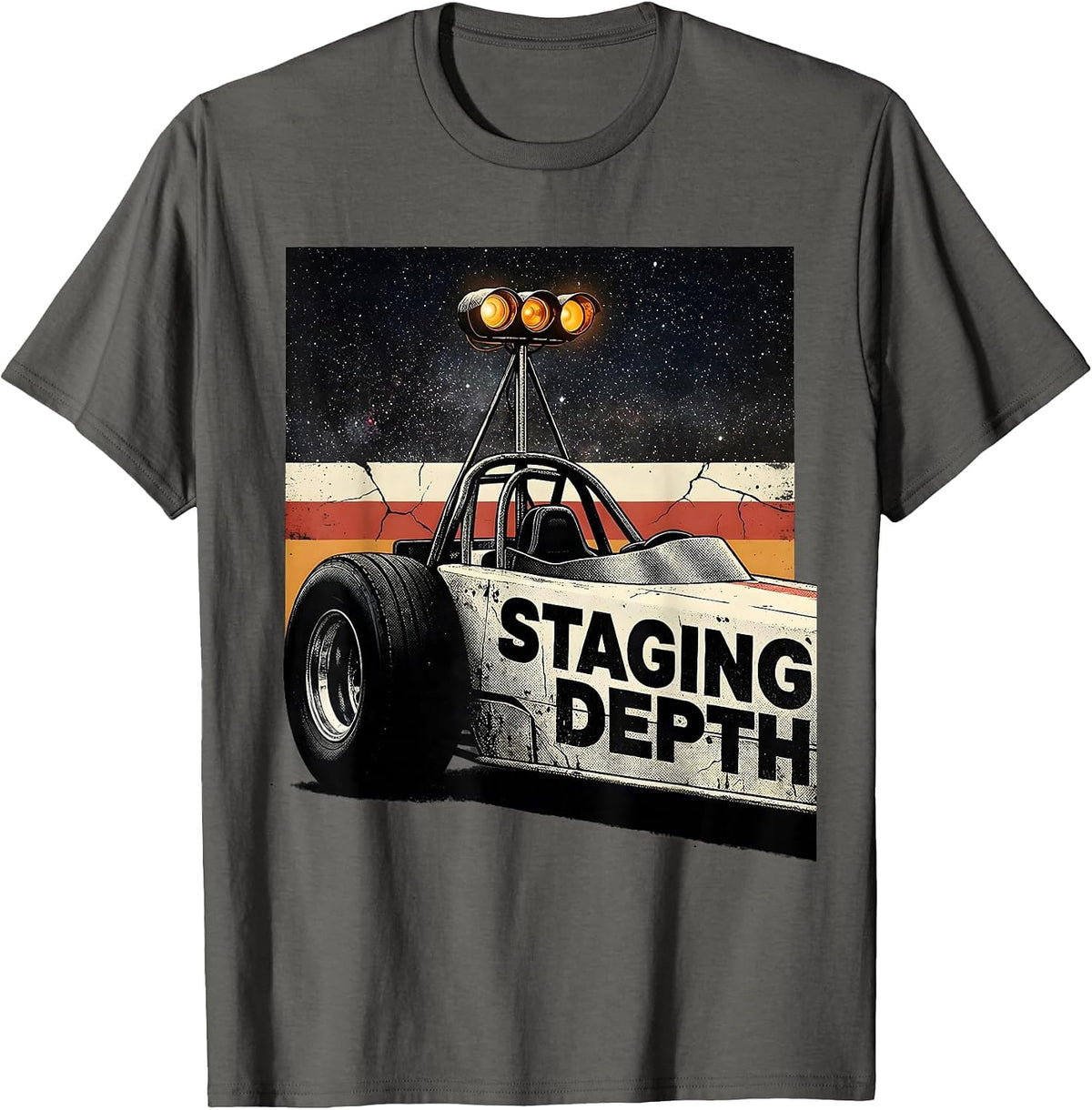 Staging Depth Distressed American Flag RC Racing Hobbyist T-Shirt - Asphalt Grey