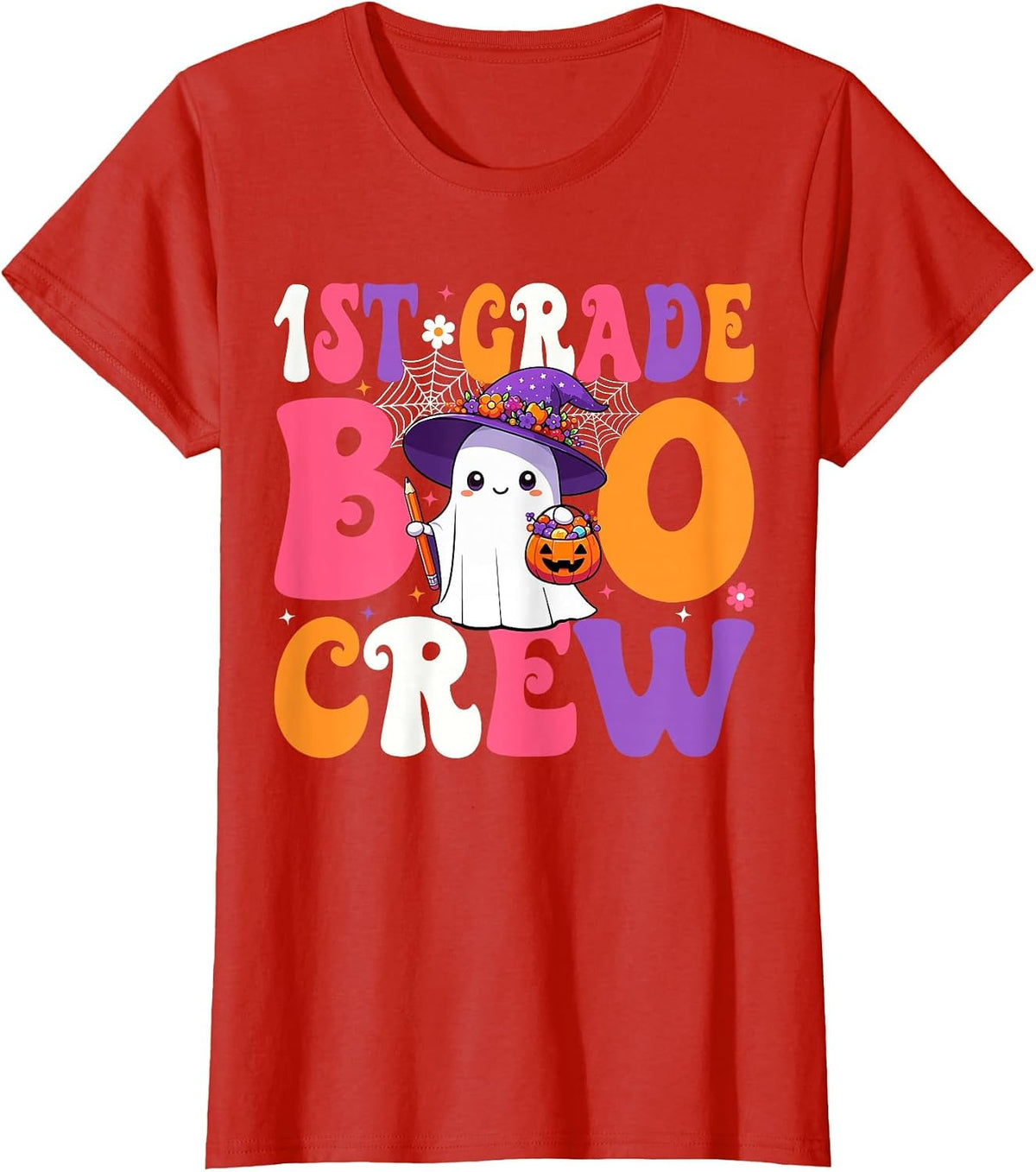 1st Grade Boo Crew Halloween First Grade Halloween Teacher T-Shirt - Red