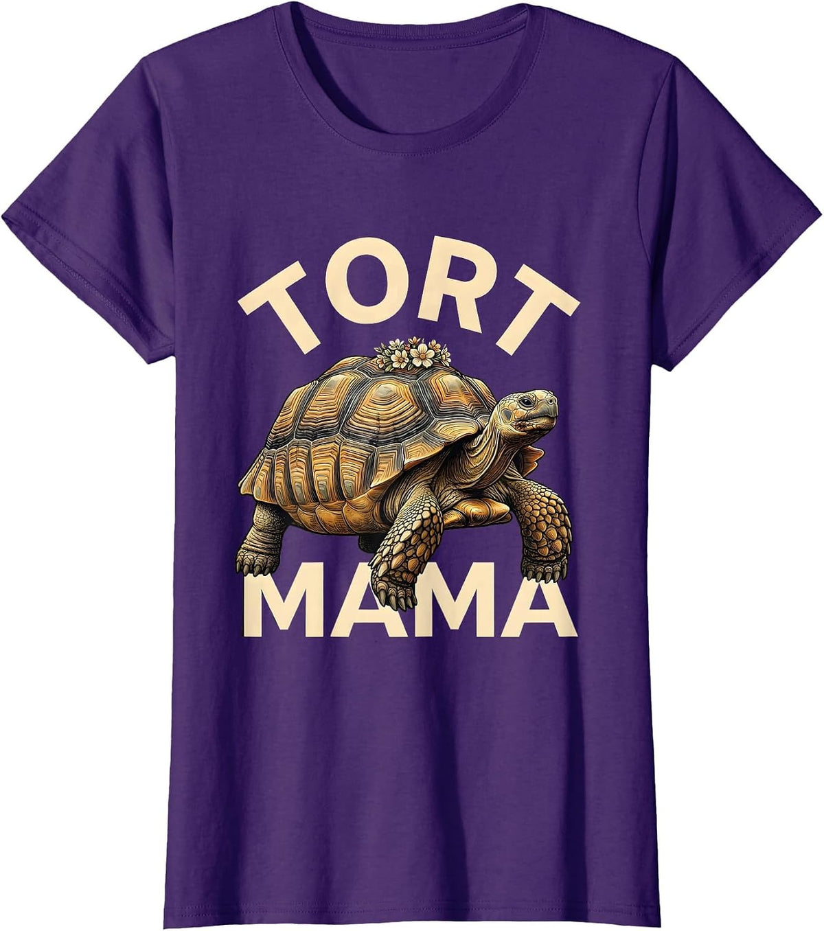 Women's Tort Mama Funny Sulcata Tortoise Pet Mom Reptile Lover T-Shirt - Purple