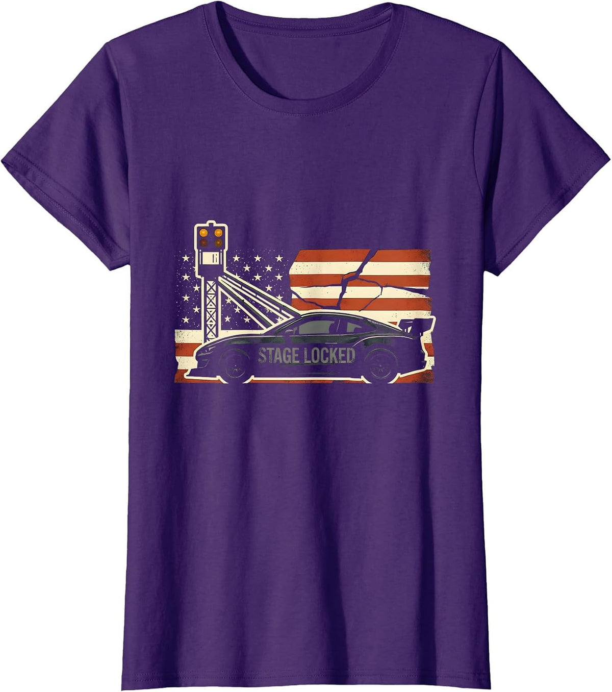Women's Stage Locked Patriotic RC Car Racing Sprint Car Hobbyist T-Shirt - Purple