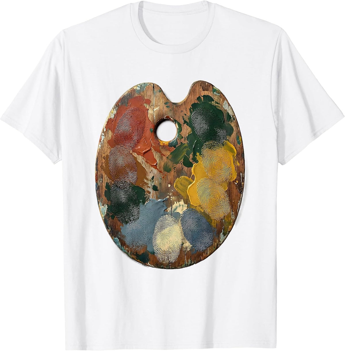 First Grade Teacher Paint Palette Fingerprint Art T-Shirt - White