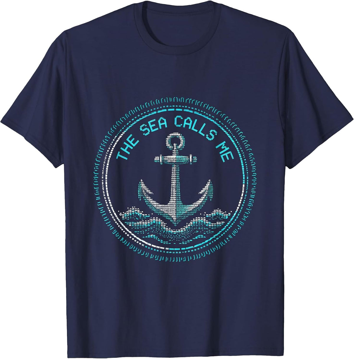 Men's The Sea Calls Me Navy Ocean Lover Design T-Shirt - Navy Blue