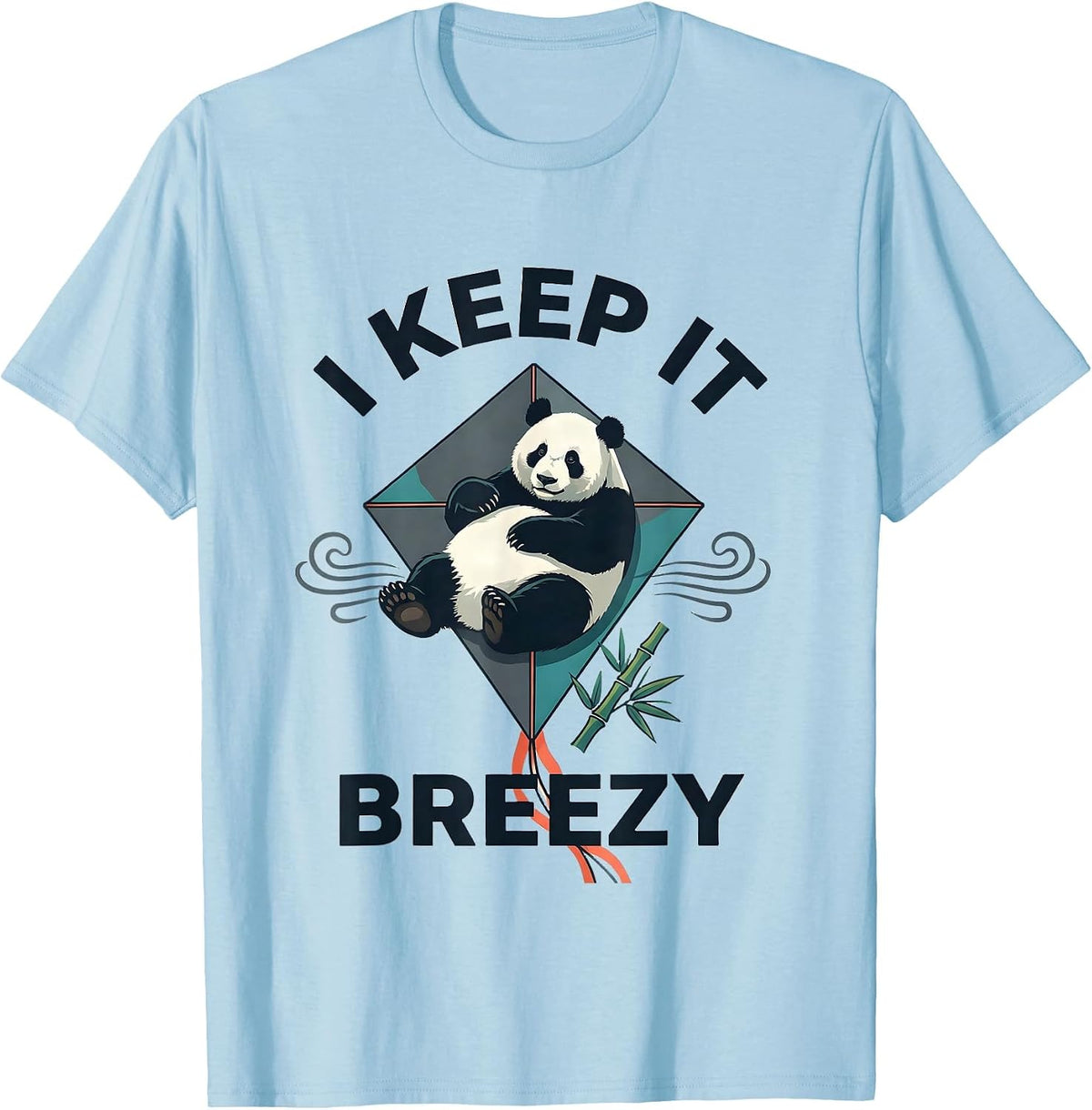 Men's I Keep It Breezy Flat Vector Cute Panda Lover Gift T-Shirt - Baby Blue