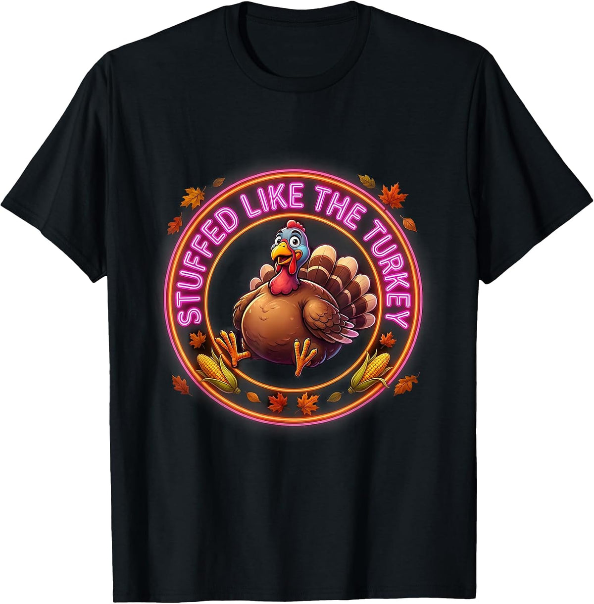 Men's Stuffed Like The Turkey Toddler Thanksgiving Design T-Shirt - Black