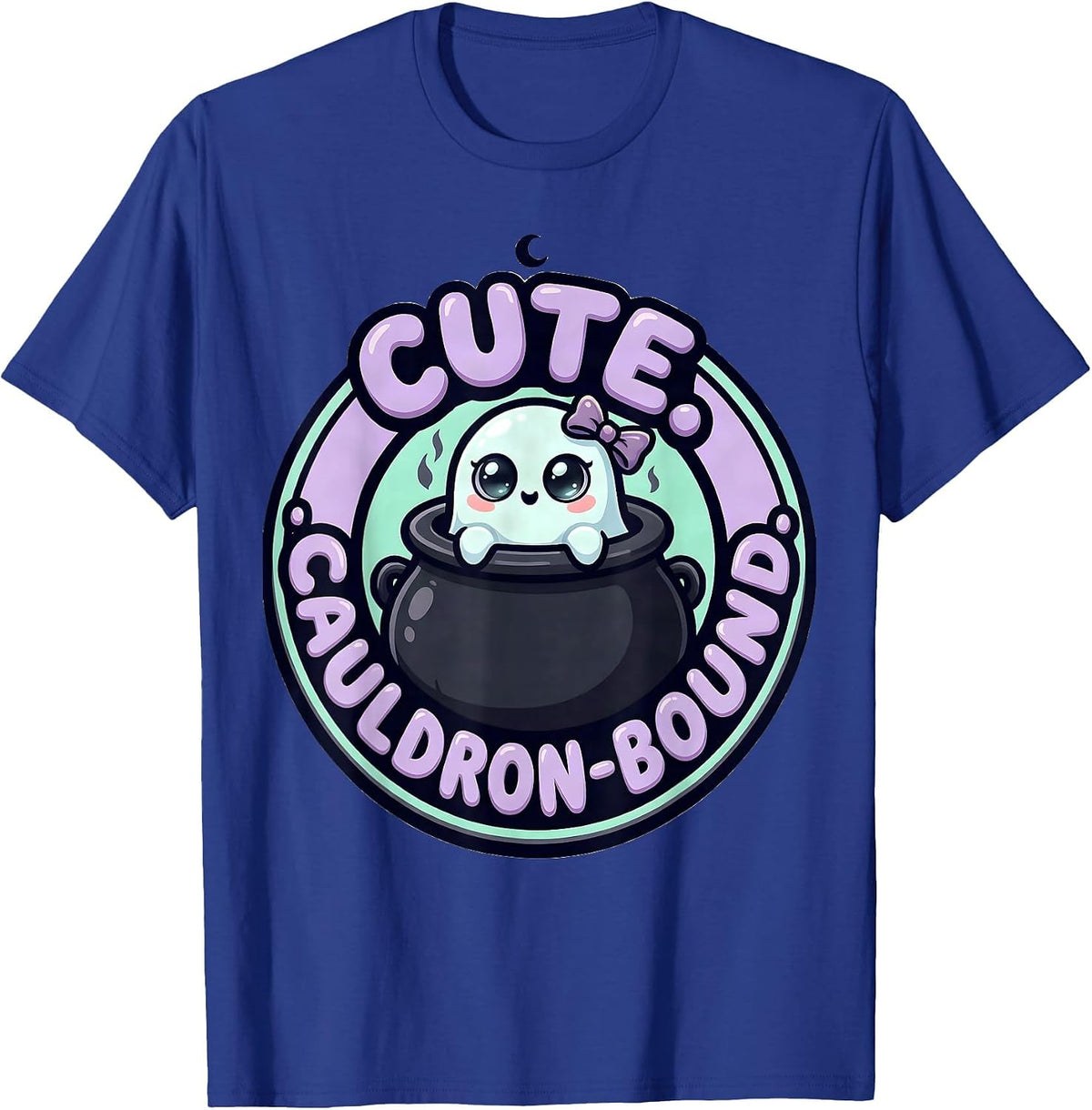 Cute Cauldron-Bound Cartoon Kawaii Pastel Goth Creepy-Cute T-Shirt - Royal Blue