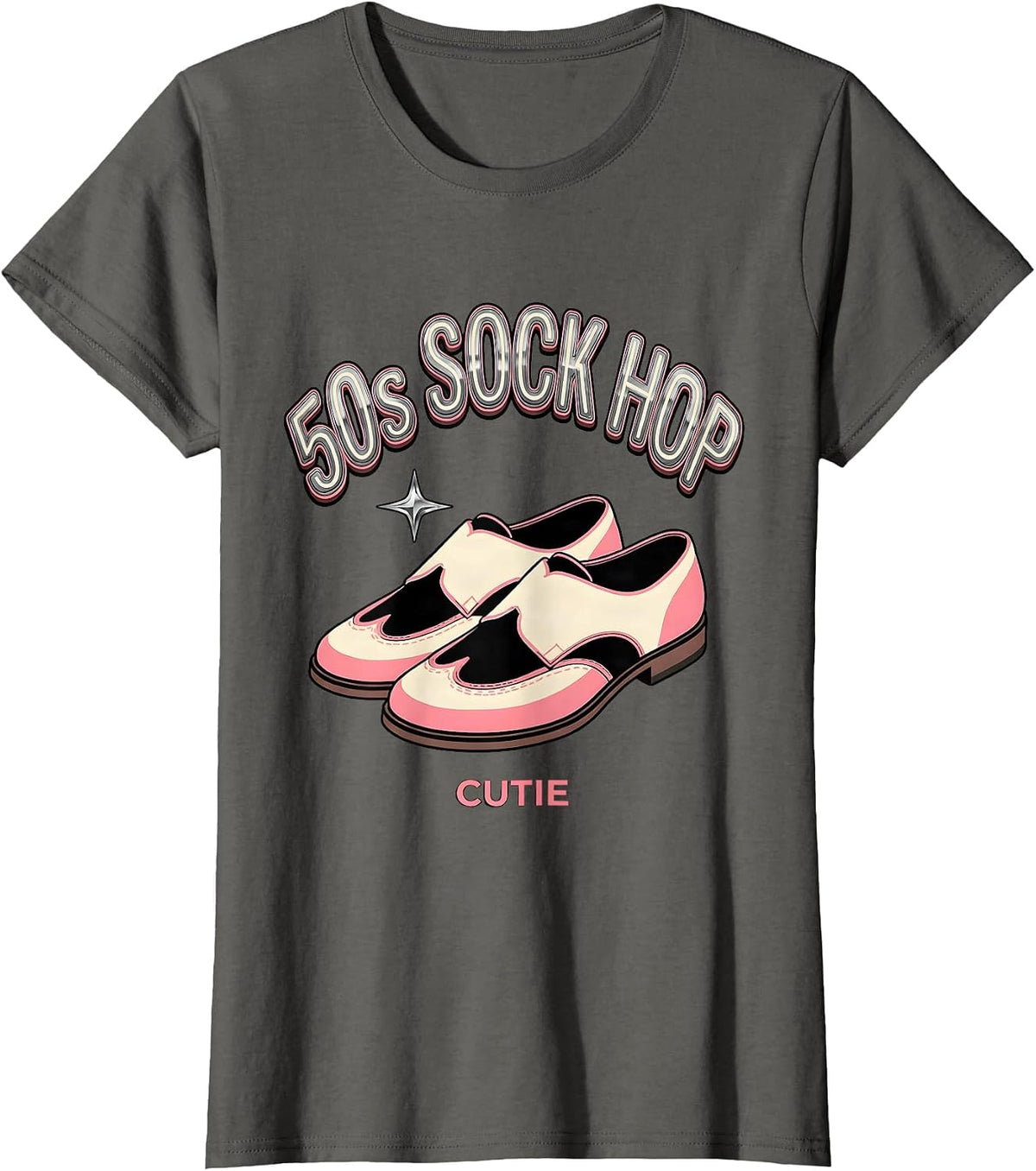 Women's 50s Sock Hop Cutie Retro Rockabilly 1950s Party Costume T-Shirt - Asphalt Grey