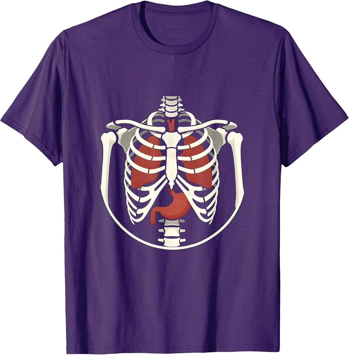 Skeleton Anatomy Organs Detailed Illustration T-Shirt - Purple