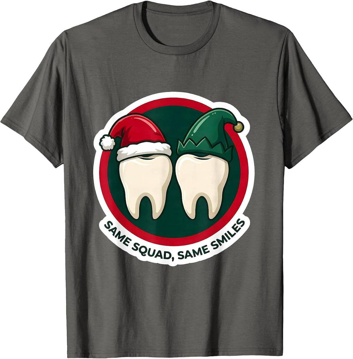 Men's Same Squad, Same Smiles Funny Dental Christmas Dental Team T-Shirt - Asphalt Grey