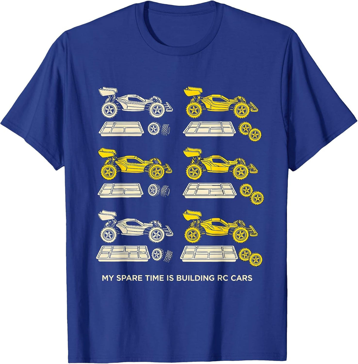 Men's My Spare Time Is Building RC Cars Funny Car Enthusiast T-Shirt - Royal Blue