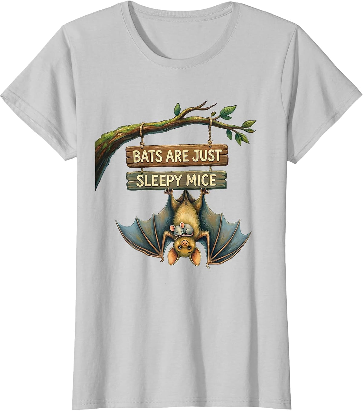 Bats Are Just Sleepy Mice Funny Bat Lover Animal Humor T-Shirt - Silver Grey