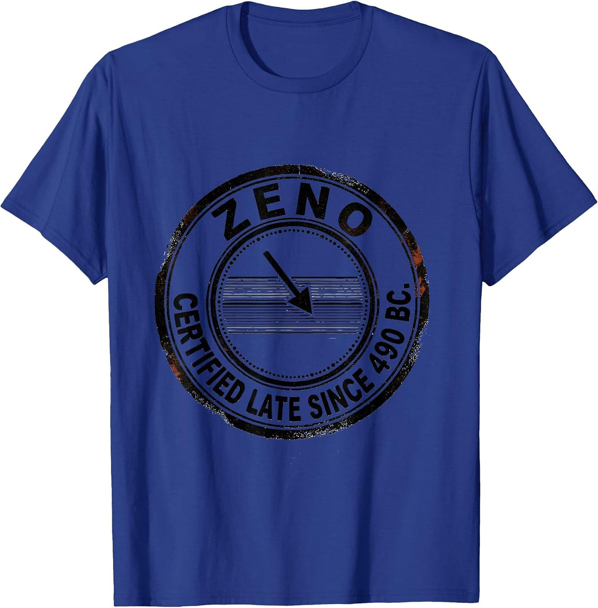 Men's Zeno: Certified Late Since 490 BC Funny Philosopher Pun T-Shirt - Royal Blue
