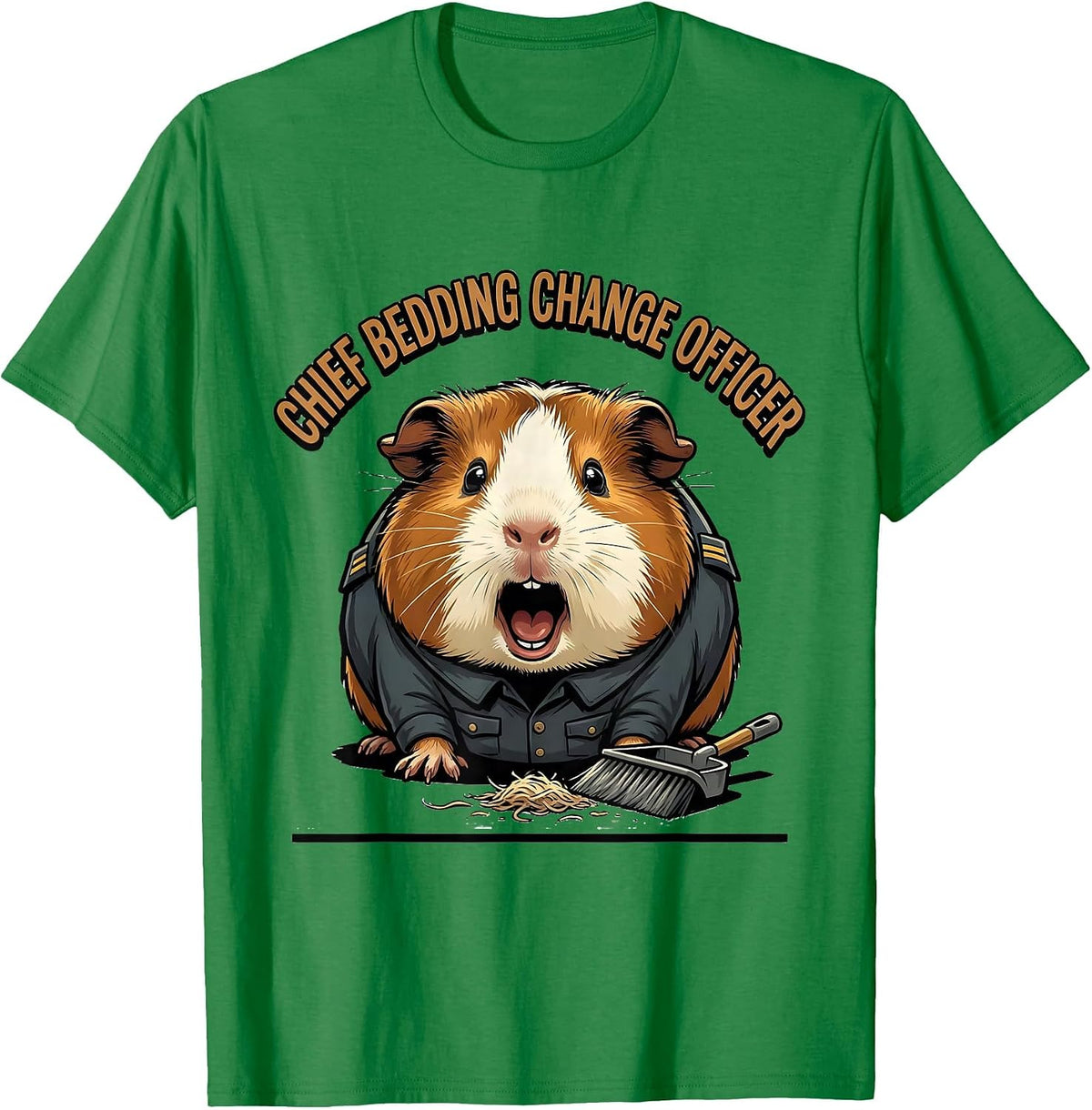 Men's Chief Bedding Change Officer Funny Guinea Pig Pet Lover T-Shirt - Kelly Green