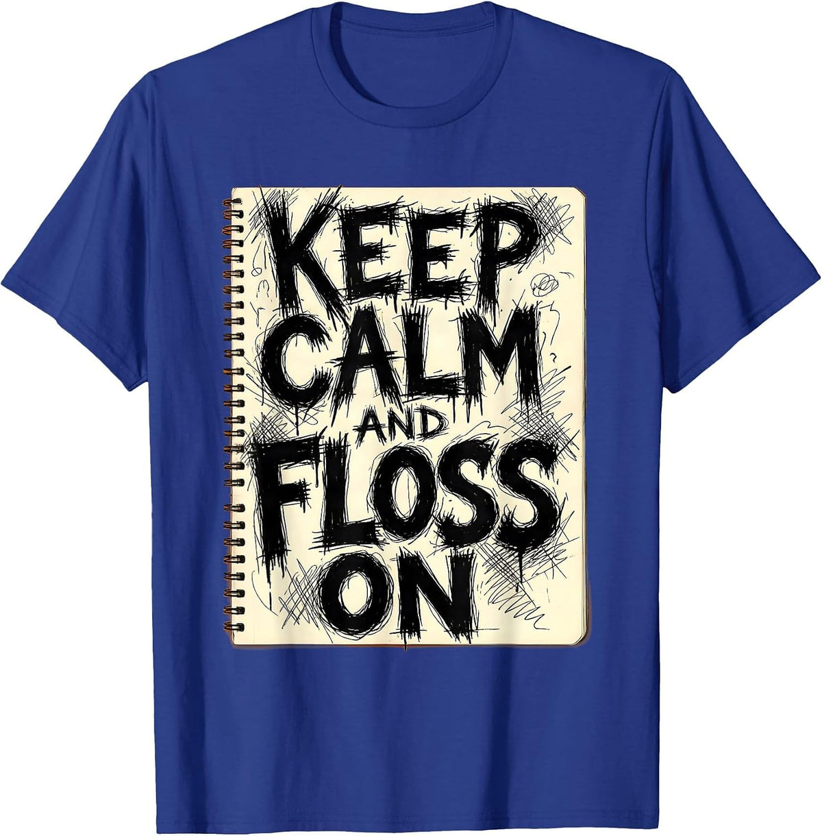 Men's Keep Calm and Floss On Halloween Dental Design T-Shirt - Royal Blue