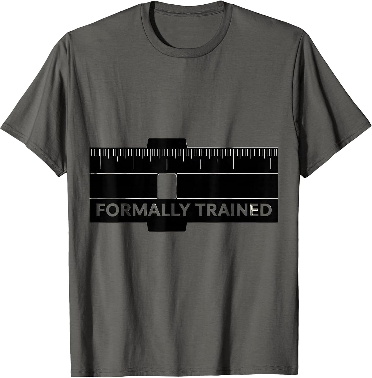 Men's Formally Trained Silhouette Retro Math Engineer Nerd Humor T-Shirt - Asphalt Grey