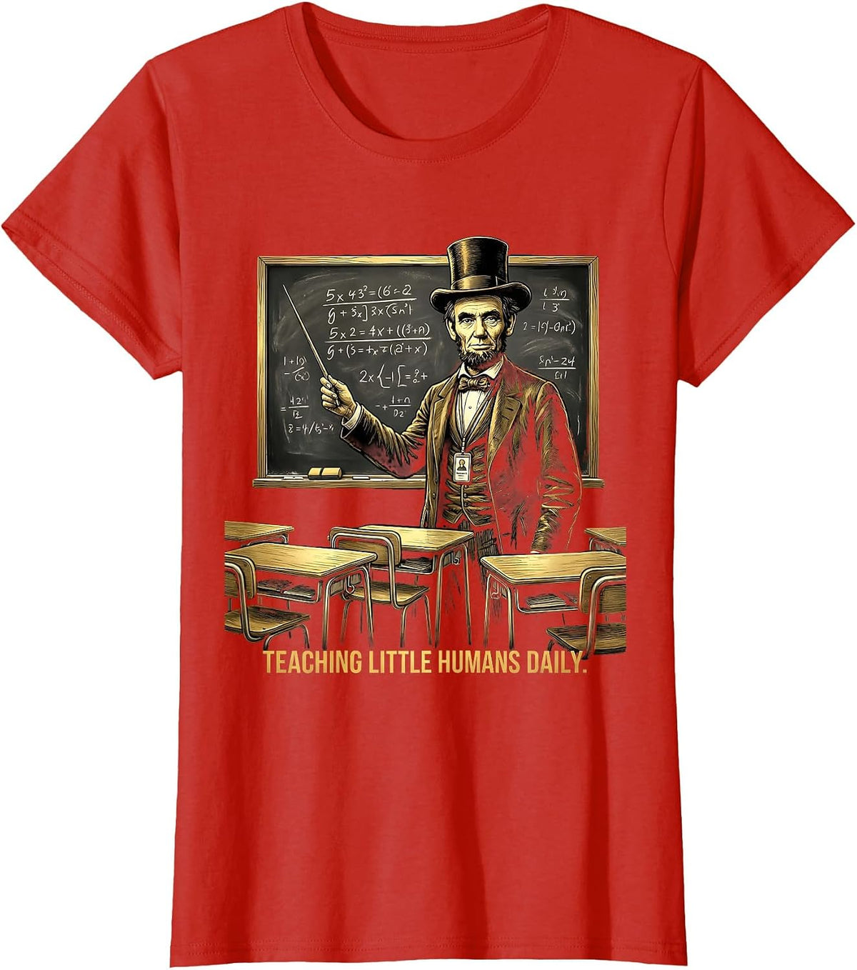 Teaching Little Humans Daily Third Grade Teacher T-Shirt - Red