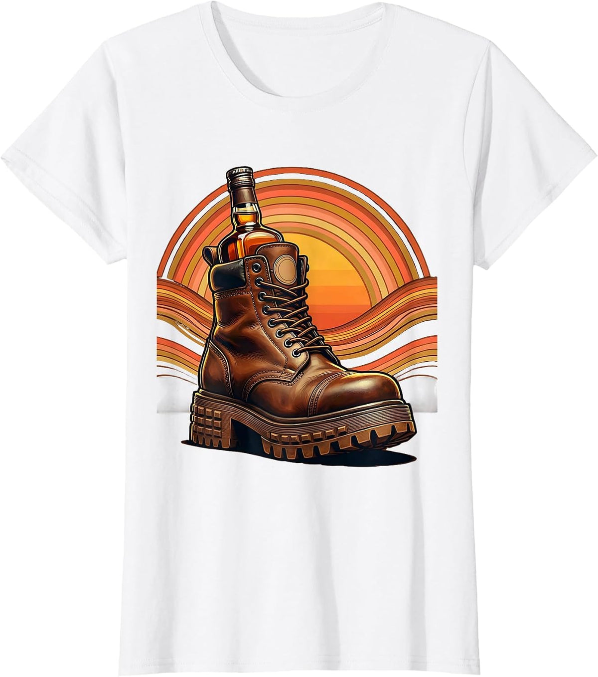 Women's Whiskey Lover Labor Day Worker Boot Graphic T-Shirt - White