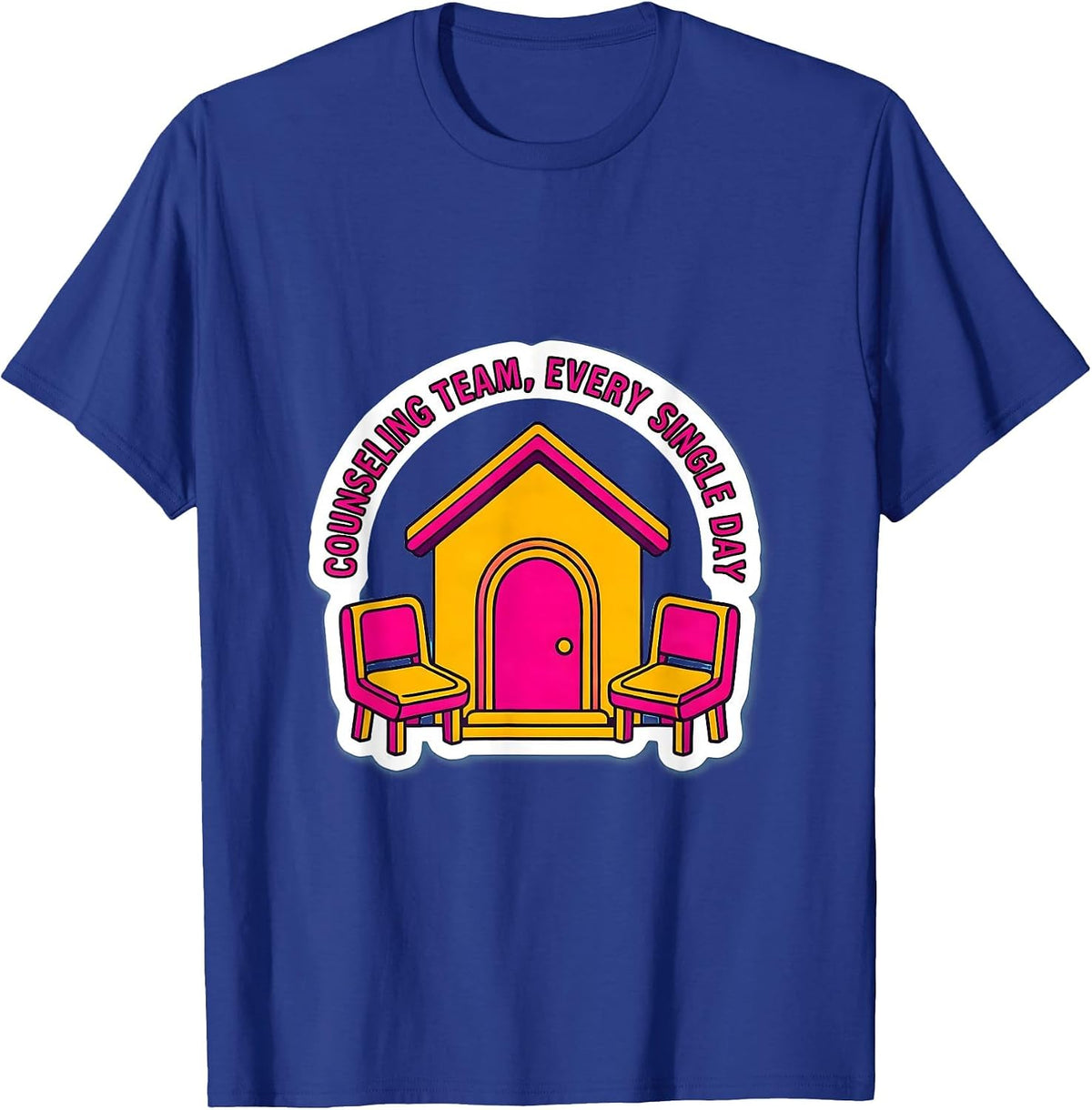Men's Counseling Team, Every Single Day Groovy Retro School T-Shirt - Royal Blue