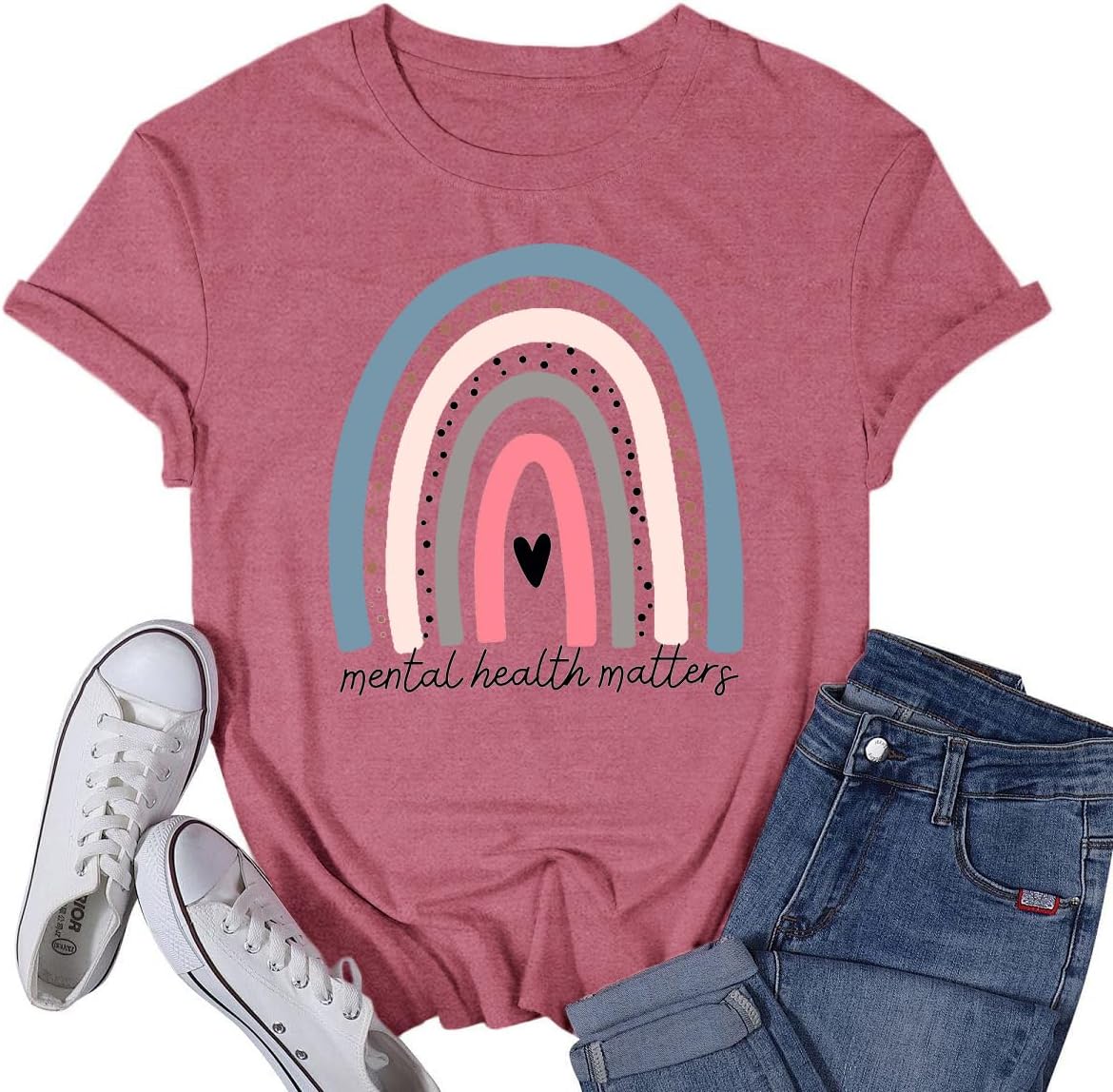 Mental Health Shirts for Women Therapist Psychologist Matters Tshirt Human Brain Illness Tee Tops - Pink