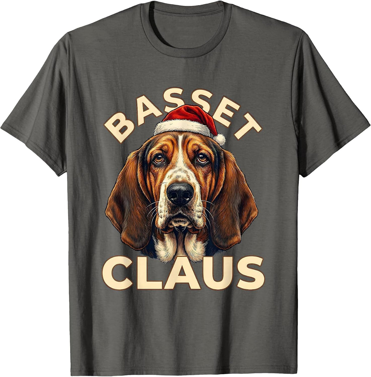 Basset Claus Funny Basset Hound Christmas Dog Lover Gift T-Shirt - Asphalt Grey