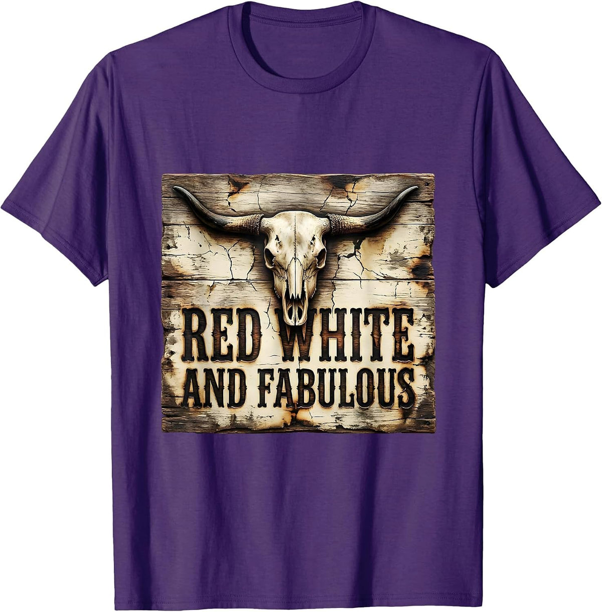 Red White and Fabulous Patriotic Design T-Shirt - Purple