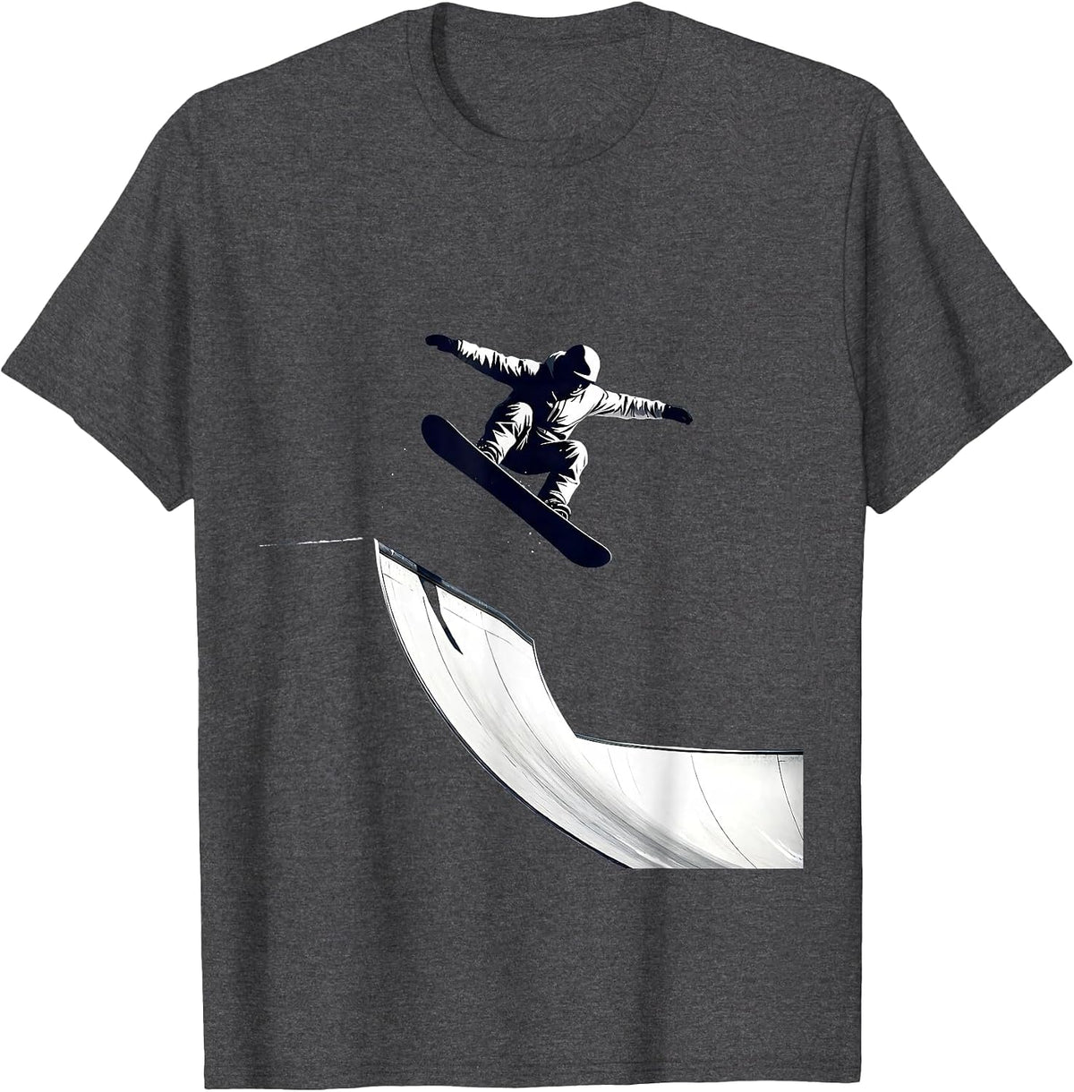 Snowboarder Halfpipe Launch Graphic Tee T-Shirt - Dark Heather Grey