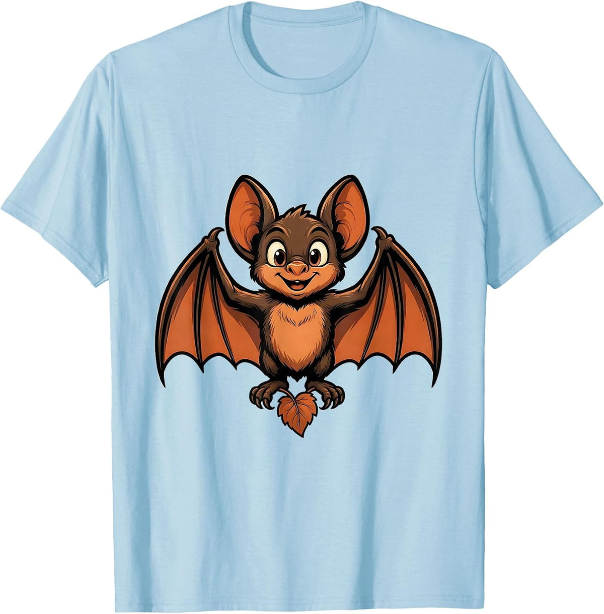 Men's Friendly Bat Mascot Wildlife Lover Halloween T-Shirt - Baby Blue