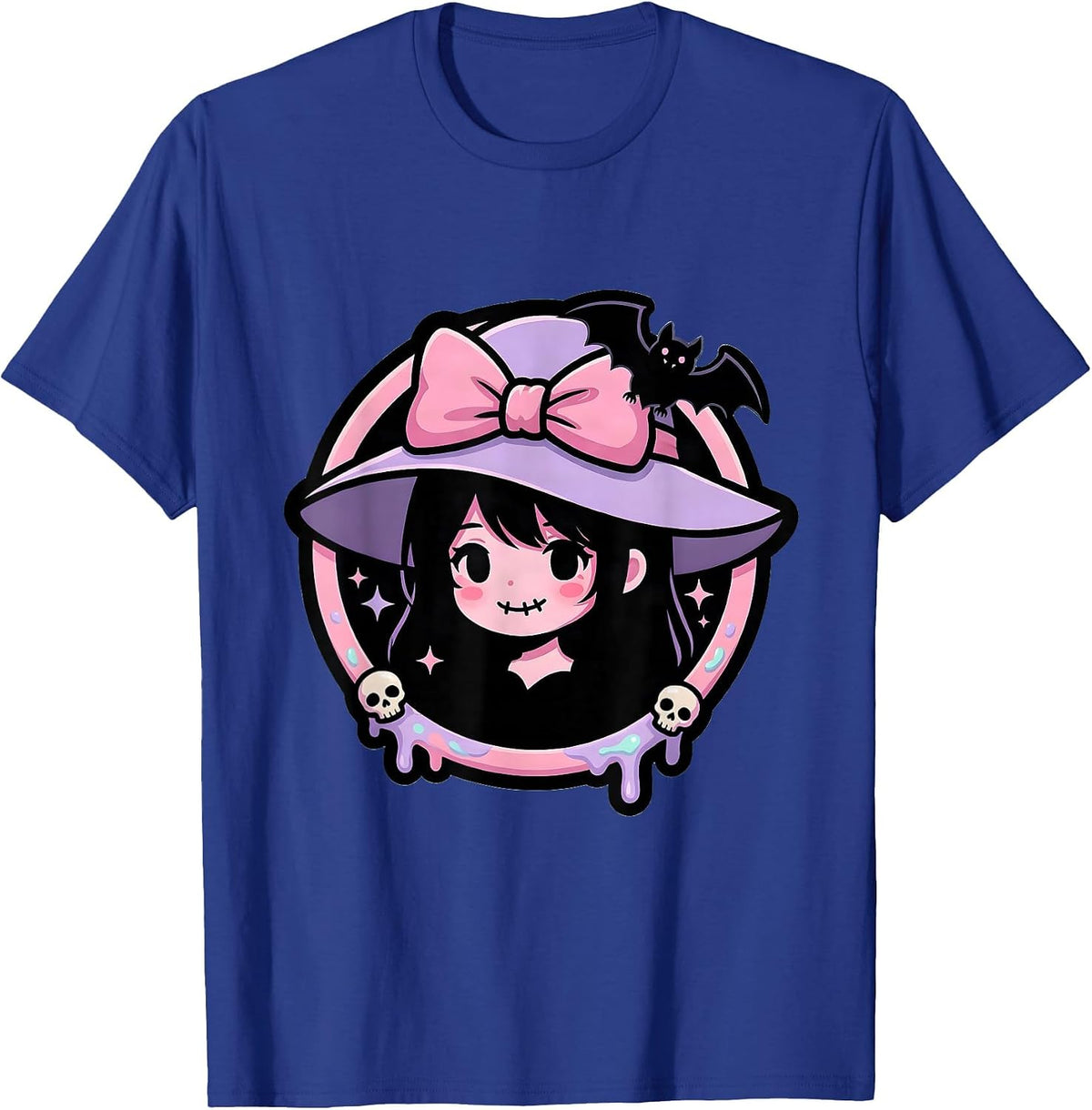 Men's Chic Wide-Brim Hat Pose Mimi Graphic T-Shirt - Royal Blue