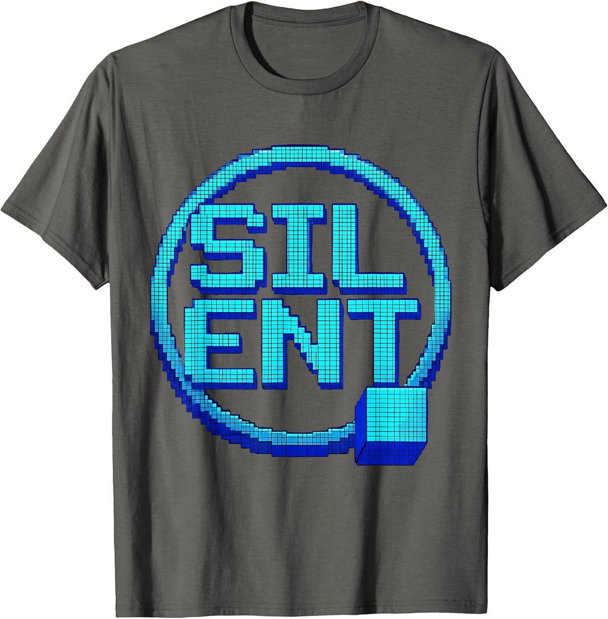 Men's Silent Pixel Art Funny Quirky Statement T-Shirt - Asphalt Grey