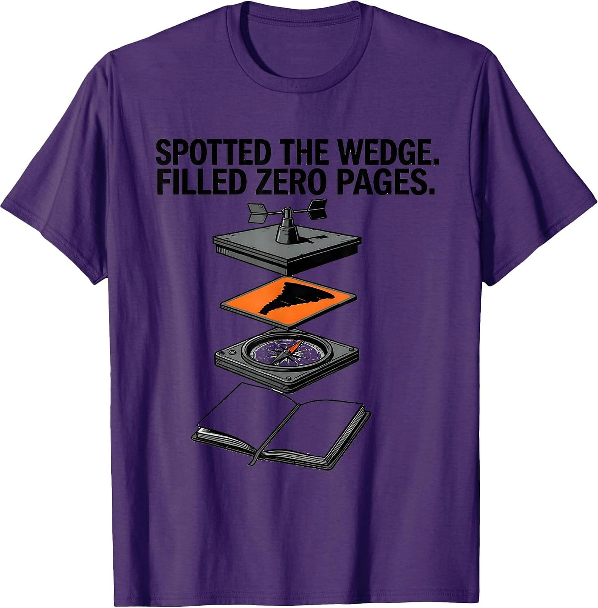 Men's Spotted The Wedge Filled Zero Pages Storm Chaser Tornado T-Shirt - Purple